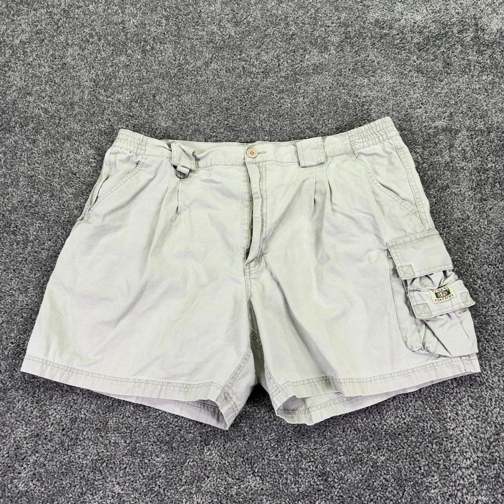 G.P.S. Cargo Shorts Mens 42 Beige Cotton Elastic Waist Pockets Outdoor Casual